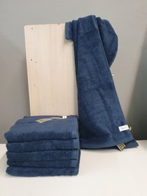 Рушник махровий з органічної бавовни темно-синій, 100х150 см