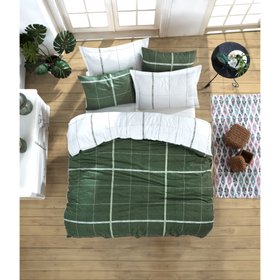 Комплект постільної білизни "Lotus Home Perfect Ranforce - Mirro" зелений, євро двоспальний