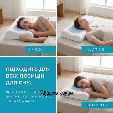 Подушка ортопедична CoolGel 60х40х11/9 см IDEIA анатомічна з ефектом пам'яті для сну на боці, спині та животі, id8-35863
