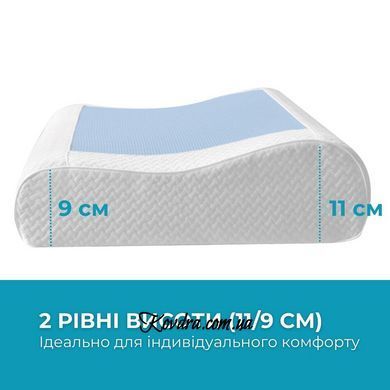 Подушка ортопедична CoolGel 60х40х11/9 см IDEIA анатомічна з ефектом пам'яті для сну на боці, спині та животі, id8-35863