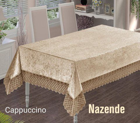 Скатертина велюр-жаккард прямокутна NAZENDE CAPPUCCINO - 160х220см rj14328