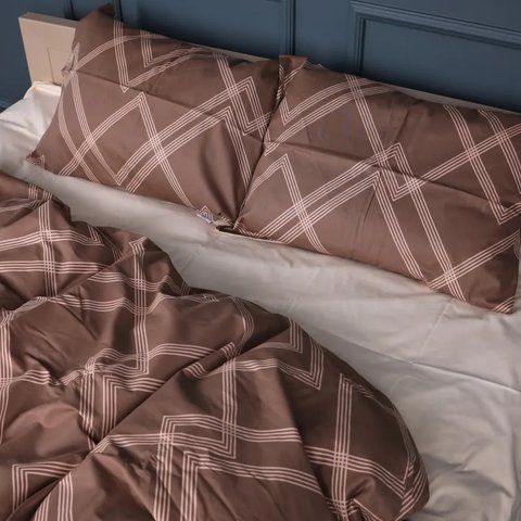 Простирадло MirSon Сатин 22-1413 Brown Geometry, 150х220 см