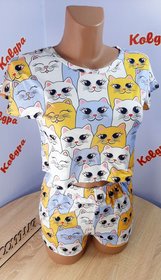 Пижама трикотажная "Коты милашки", размер M