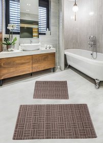 Набір килимків для ванної кімнати - Parca Beige Brown, 50х60см + 60х100см cb11007207