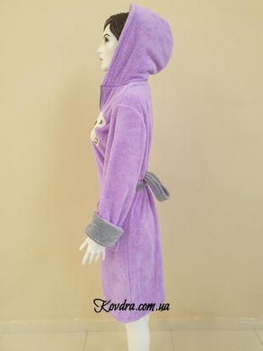 Халат жіночий довгий на блискавці з капюшоном Welsoft ліловий, розмір М
