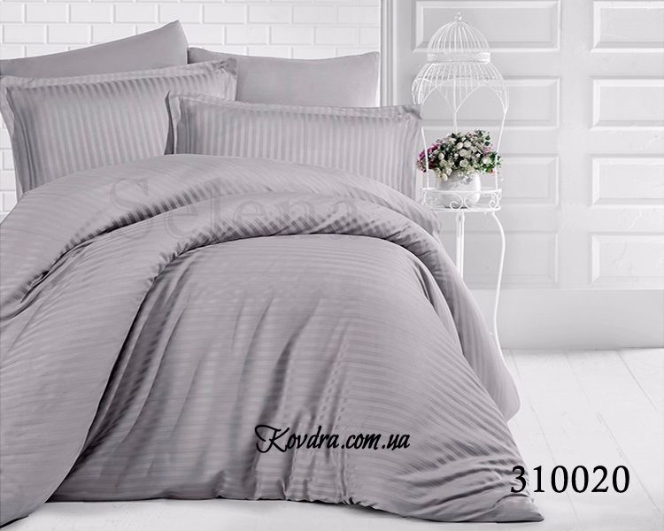 Комплект постельного белья Satin Stripe grey, полуторный полуторный