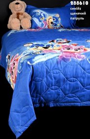 Набор: одеяло+наволочка с ушками "Щенячий патруль" синий, 160х210+48х74