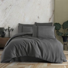 Комплект постельного белья шелк-модал SILK - MODAL антрацит, двухспальный евро