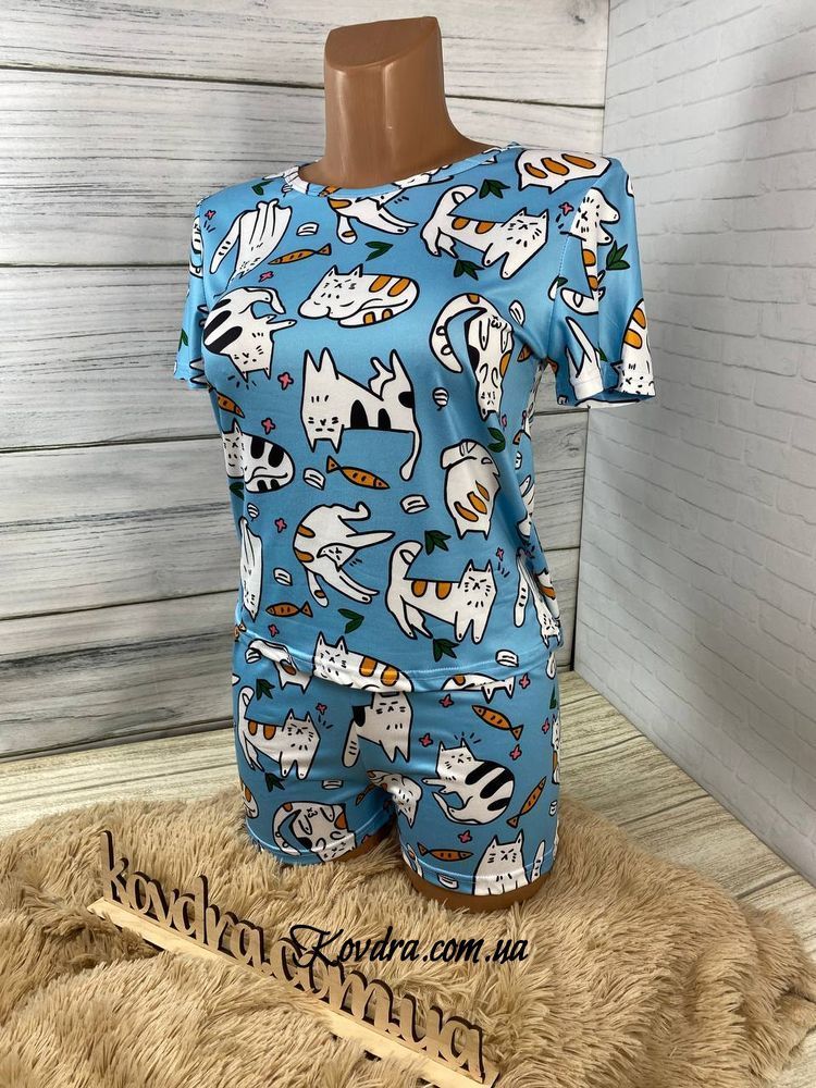Піжама трикотажна "Cats on blue", розмір S