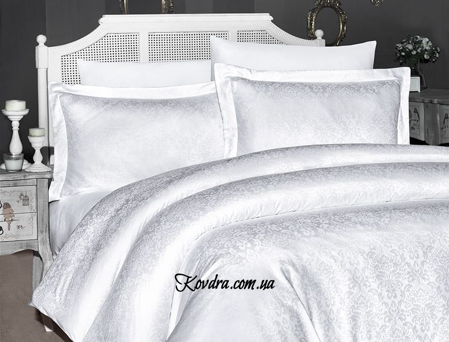 Комплект постельного белья сатин жаккард Misra Beyaz, евро двуспальный евро