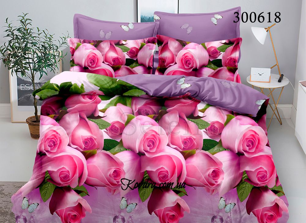 Комплект постельного белья "Роскошные розы" с тканью-компаньоном, полуторный полуторный