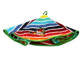 Полотенце махр с вышивкой Яблоко разноцветные полоски, d 60 см