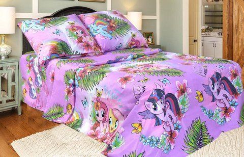 Комплект постільної білизни бязь "Lilttle Pony (violet)" підлітковий