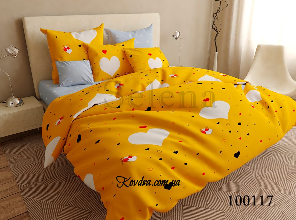 Комплект постельного белья "Солнечная романтика" с тканью-компаньоном, евро двуспальный евро