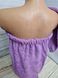 Набор для сауны женский Gursan фиолетовый: полотенце на липучке, чалма, тапочки