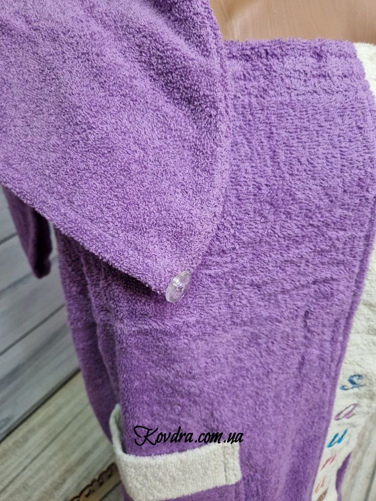 Набір для сауни жіночий Gursan бузковий: рушник на липучці,чалма,капці