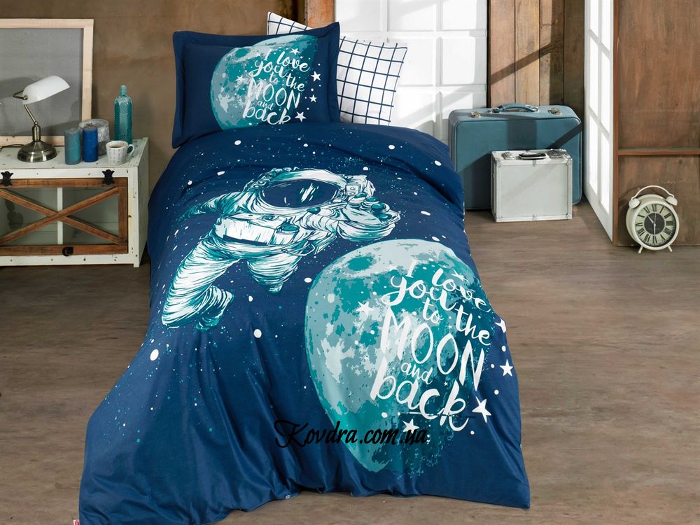 Комплект постельного белья HOBBY Poplin Galaxy синий детский
