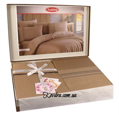 Комплект постельного белья шелк-модал SILK - MODAL бежевий, двухспальный евро