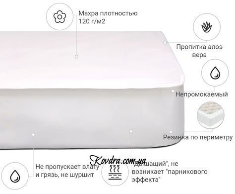 Наматрасник №219 Terry Waterproof Aloe Vera (махровый водонепроницаемый на резинке по периметру), 60х120см