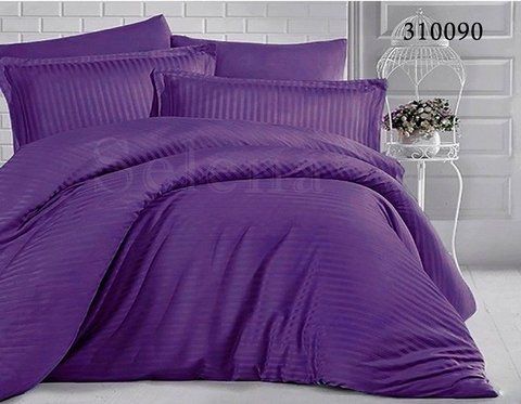 Комплект постельного белья сатин Satin Stripe фиолетовый, полуторный полуторный
