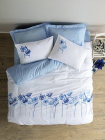 Комплект постельного белья с вышивкой Onella Mavi, евро двуспальный