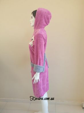 Халат жіночий довгий на блискавці з капюшоном Welsoft бузковий, розмір М