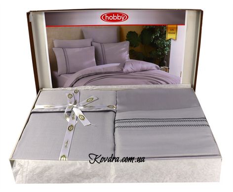 Комплект постельного белья шелк-модал SILK - MODAL серый, двухспальный евро