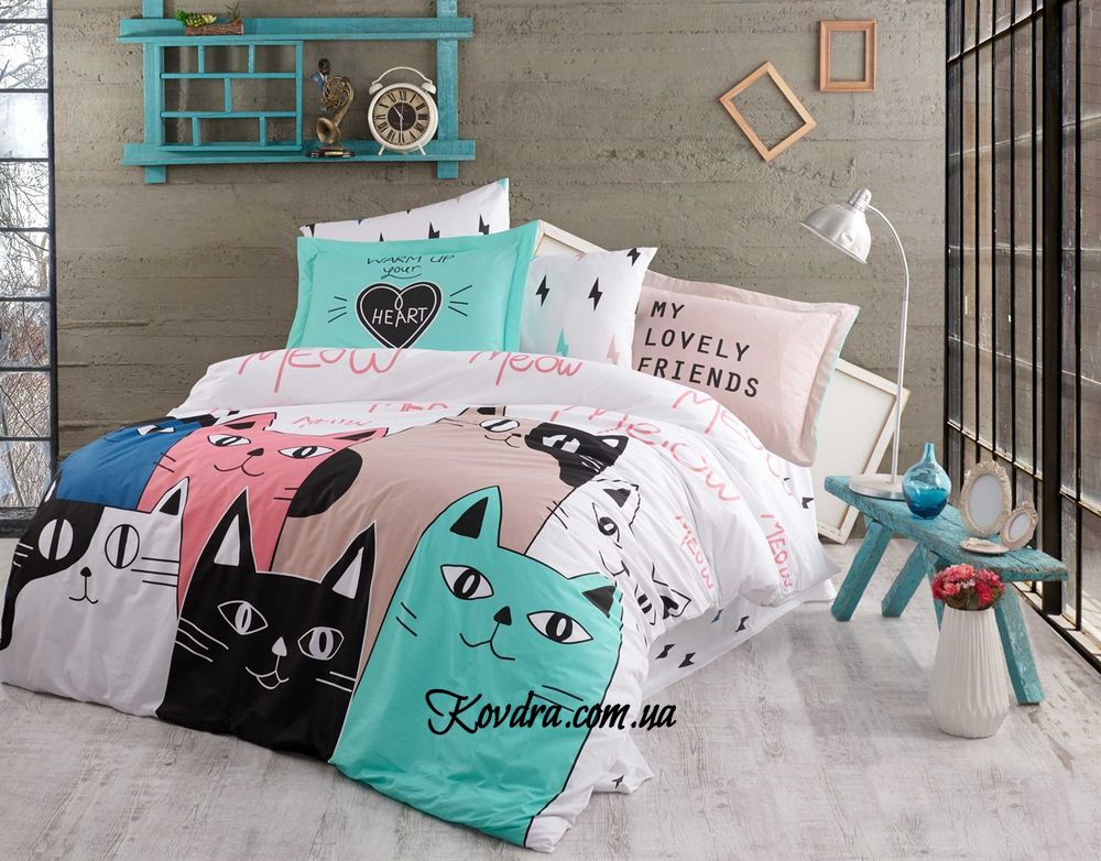 Комплект постельного белья HOBBY Poplin Love Cats розовый детский