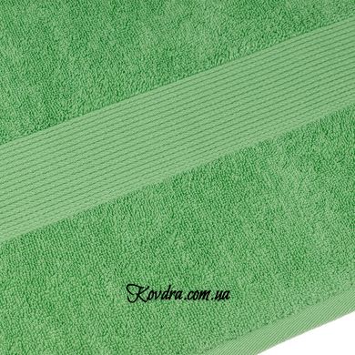 Махровое полотенце с бордюром, зелёный - 40х70см 40х70
