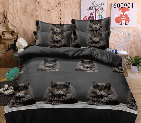 Комплект постільної білизни полікоттон "Котики Black" двоспальний 600901-020