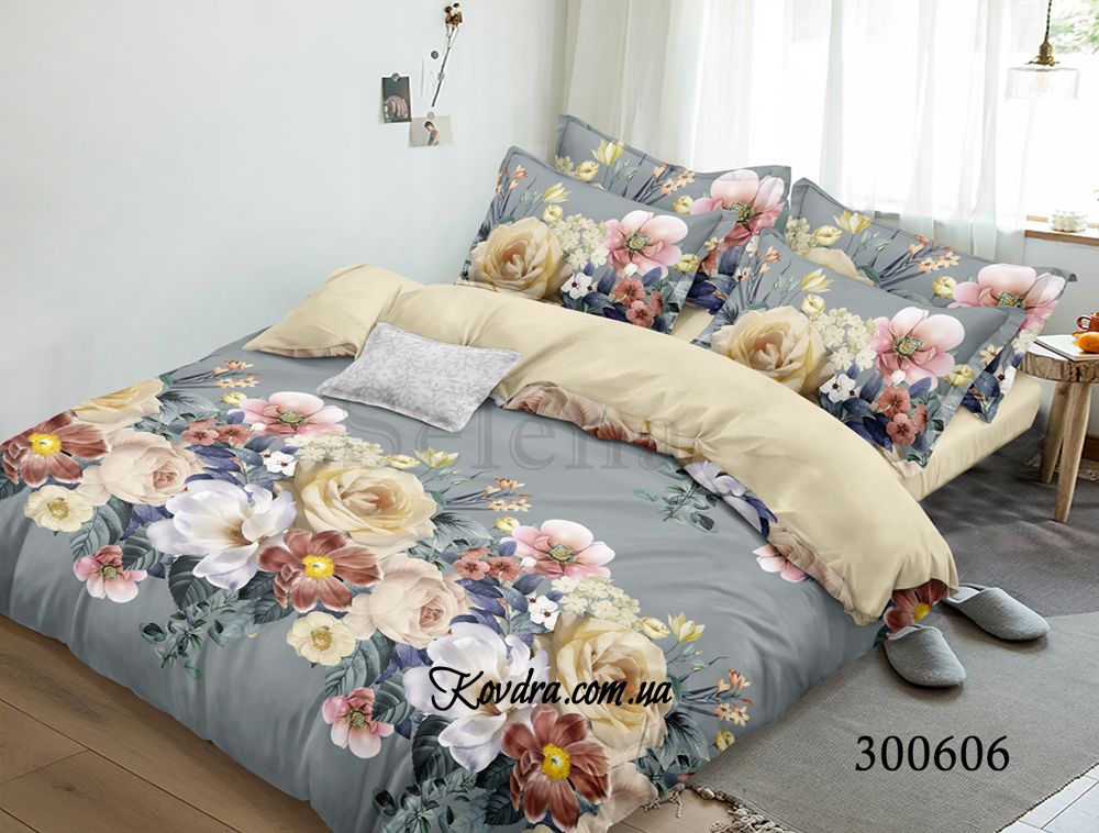 Комплект постельного белья "Букет осени" с тканью-компаньоном, двойной двуспальный