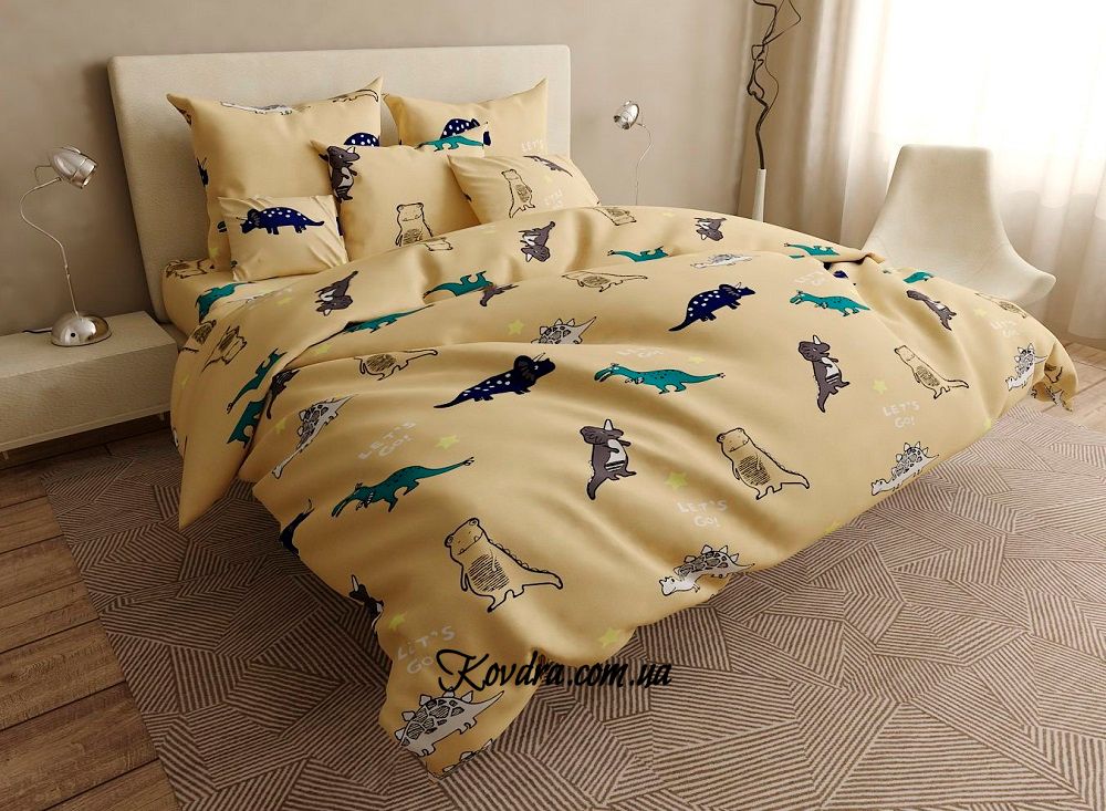 Комплект постельного белья "Друзья-динозаврики"детский
