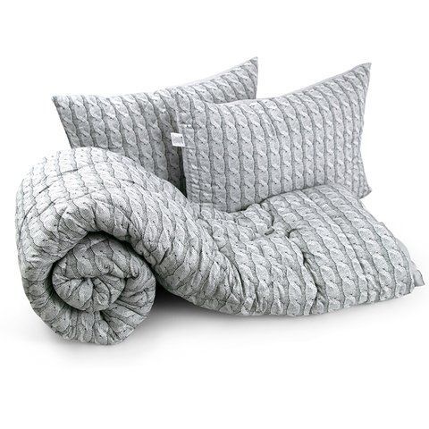 Набір Grey Braid силіконовий ковдра 172х205 см + 2 подушки 50х70 см 172.52_Grey Braid