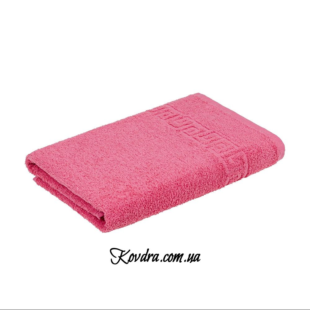 Рушник махровий з бордюром, рожевий, 40х70см