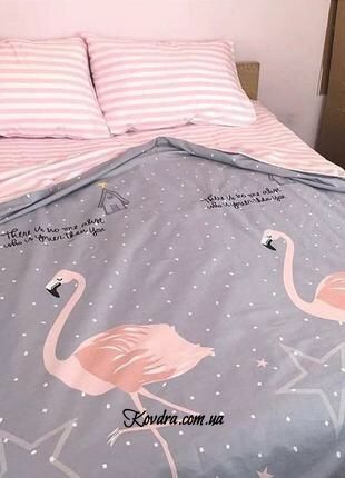 Комплект постельного белья "Фламинго и звёзды", двуспальный двуспальный