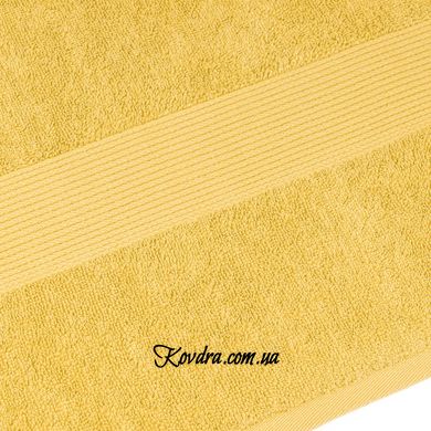 Махровое полотенце с бордюром, жёлтый - 40х70см 40х70