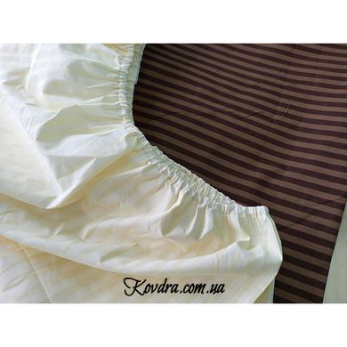 Комплект постельного белья "Дуэт Коричнево-Молочное", двуспальный на резинке