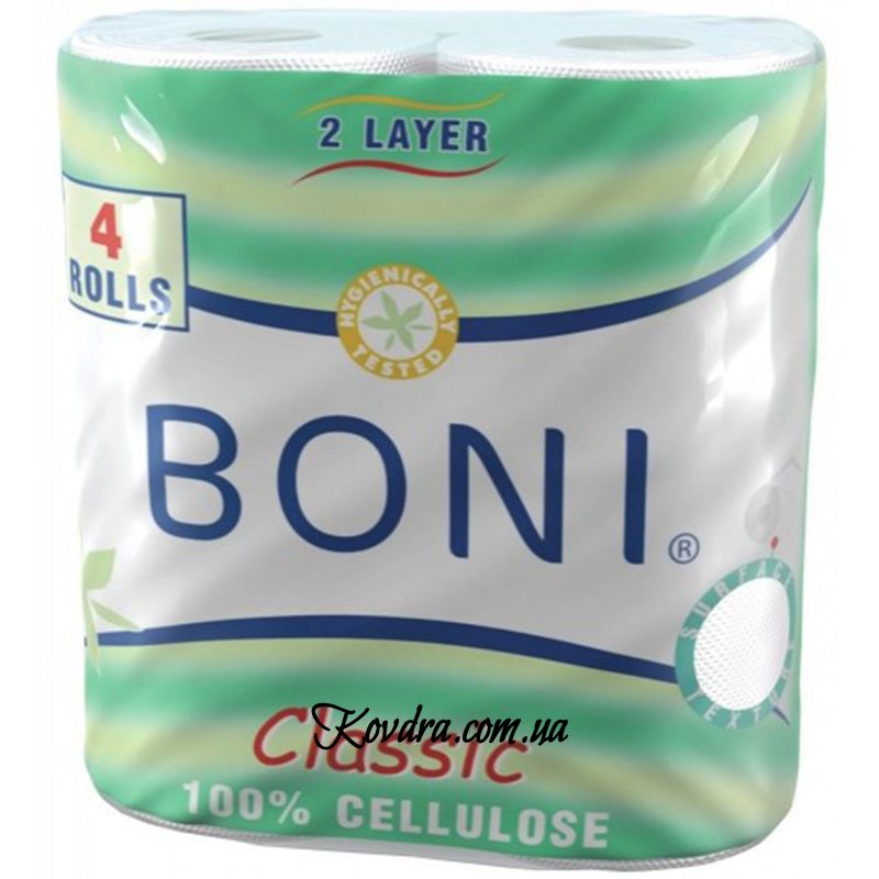 Туалетная бумага BONI CLASSIC, 4 шт в уп. 2 слоя (5750)