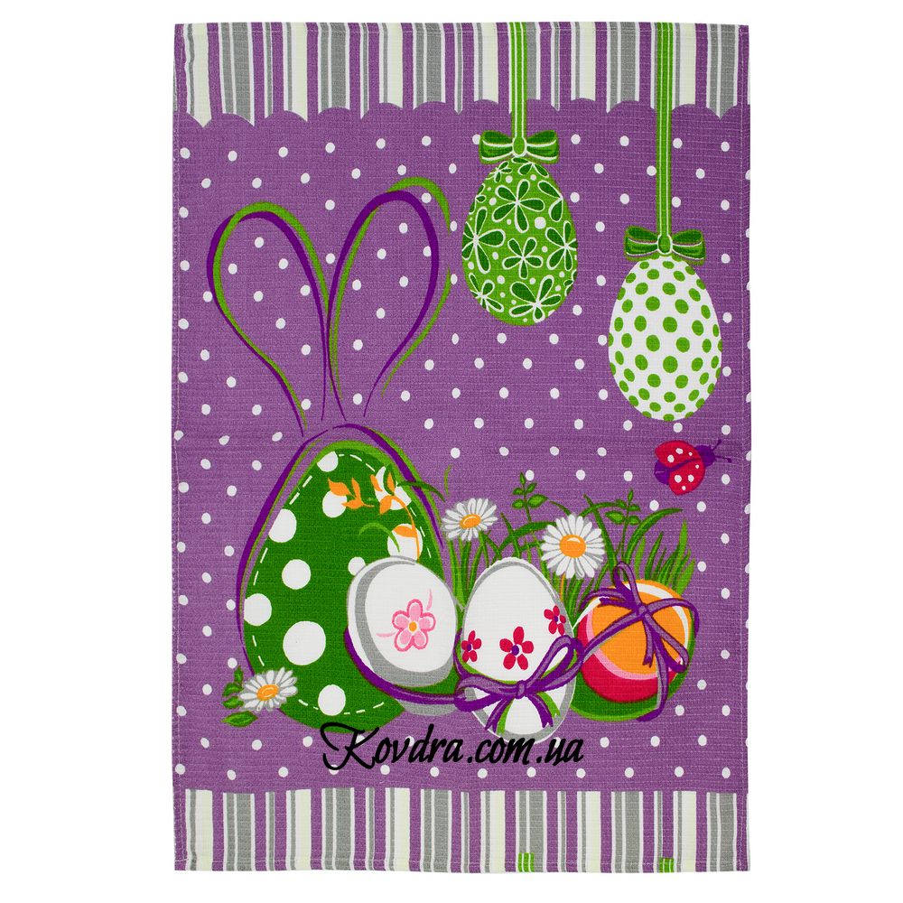 Рушник вафельний "Великдень" фіолетовий, 45х60 см