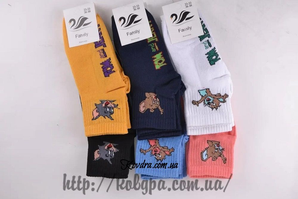 Жіночі бавовняні шкарпетки "Том та Джеррі" в асортименті, 36-40р. 061021-7_of