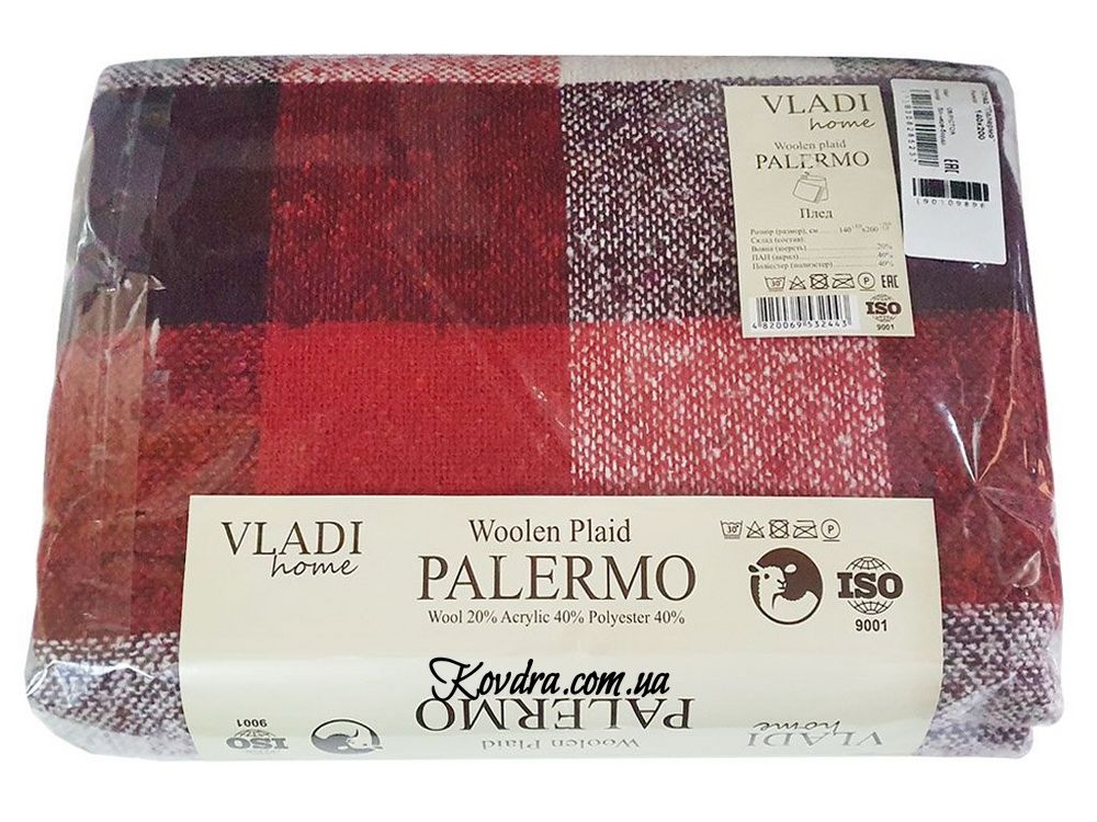 Плед Vladi Palermo 08/PICTOR біл-черв-бордо, 140х200см