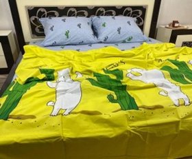 Комплект постельного белья "Кот и кактус серый", двойной двухспальний