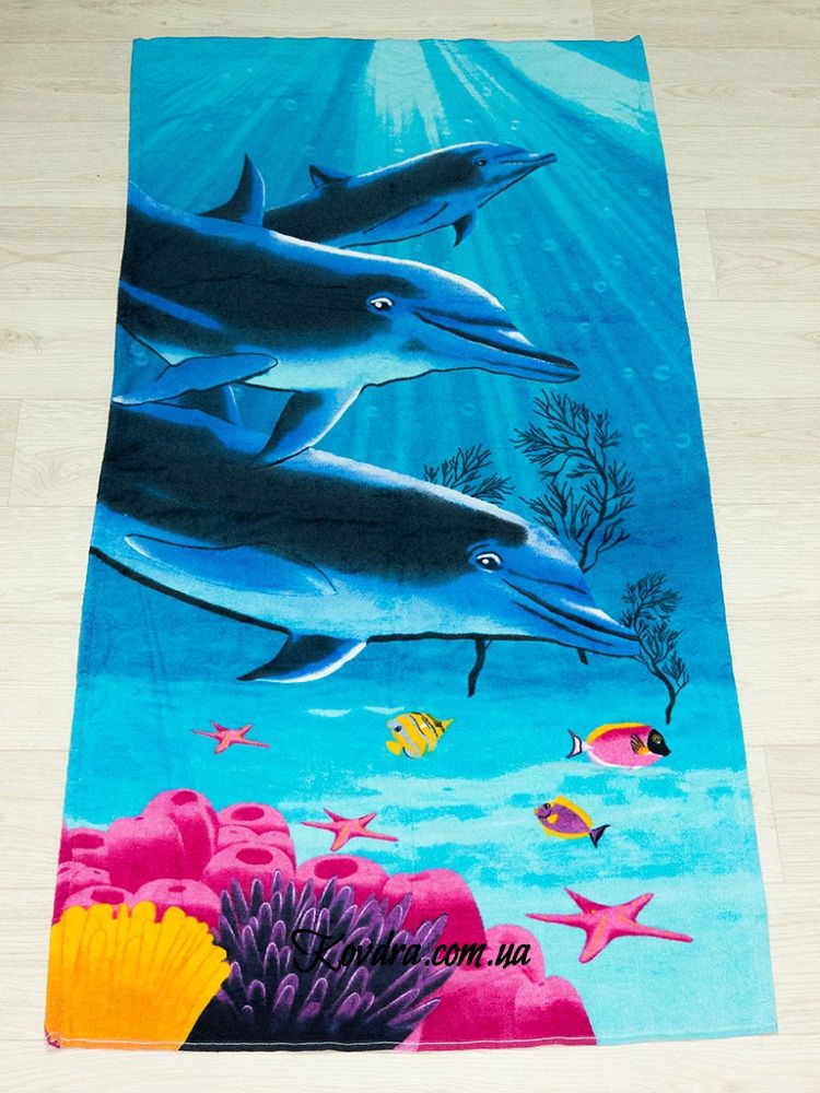 Полотенце пляжное "Dolphins coral" 75х150