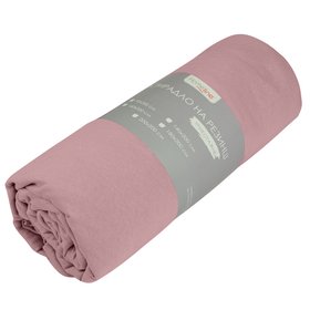 Простынь на резинке трикотаж 90х200, розовая