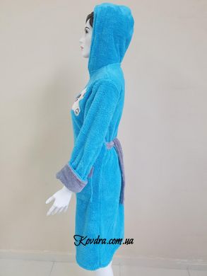 Халат жіночий довгий на блискавці з капюшоном Welsoft бірюзовий, розмір М