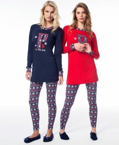 Домашній одяг "US Polo Assn - Піжама жіноча (довгий рукав) 15521 синя", XL