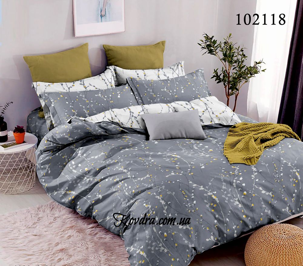 Комплект постельного белья "Ива Grey" с тканью-компаньоном, евро двуспальный