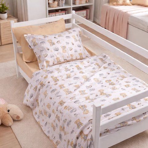 Комплект постельного белья Ranforce&nbsp;Elite 17-0917 Little Teddy gray, манеж