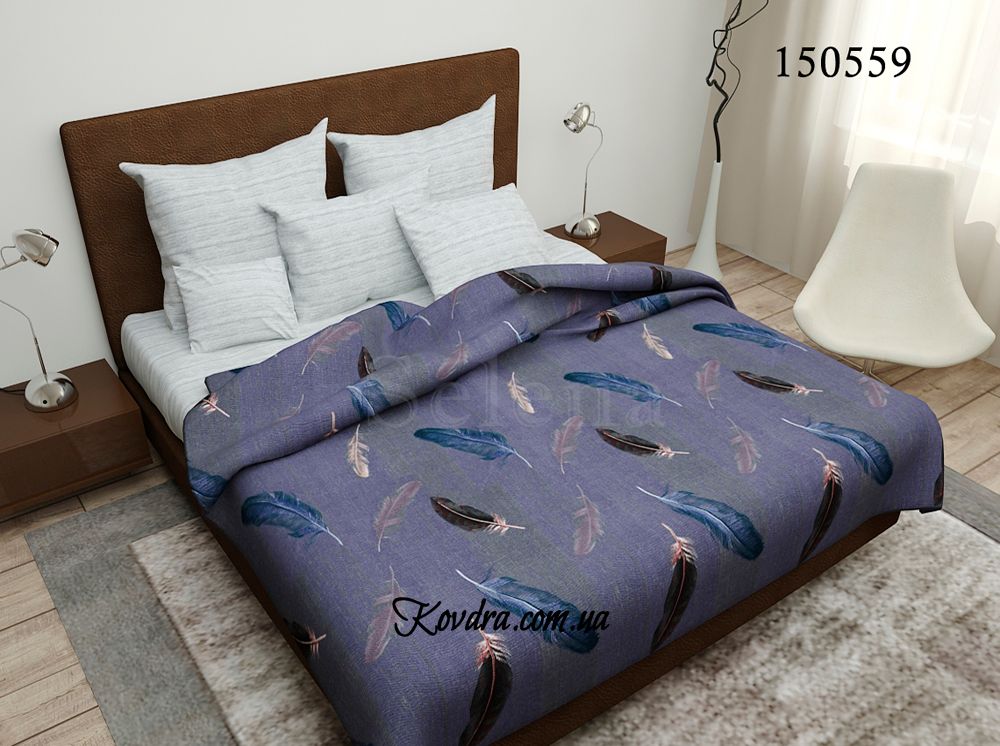 Комплект постельного белья "Перья вечерние" с тканью-компаньоном, двойной двуспальный
