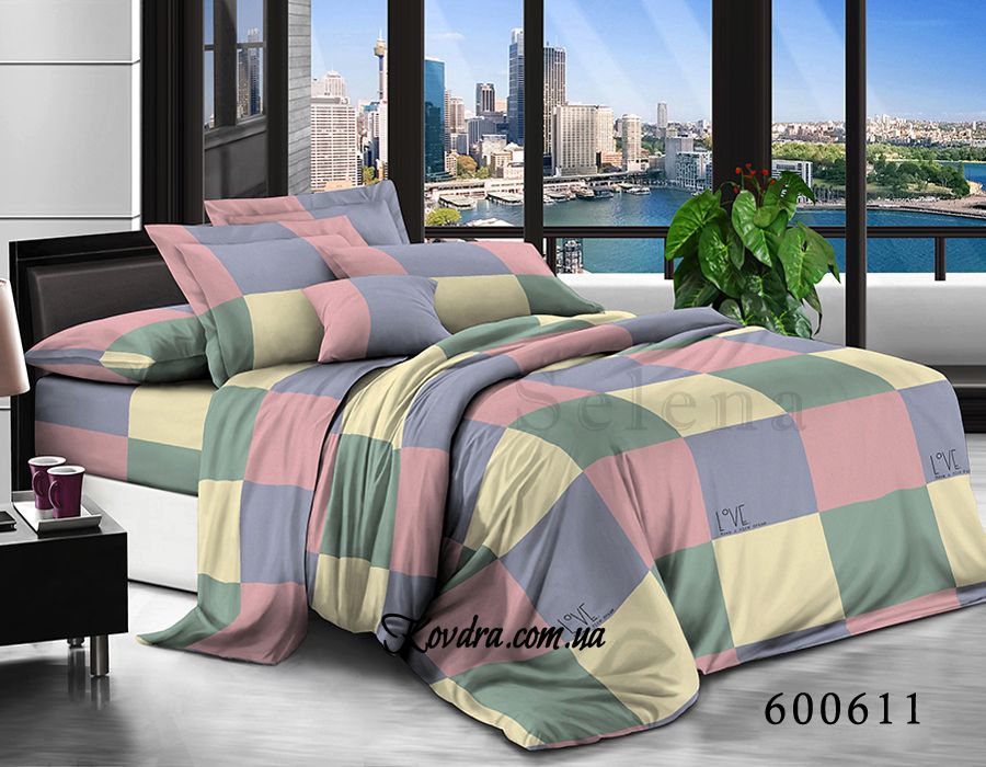 Комплект постельного белья "Разноцветные квадратики" без ткани-компаньона, полуторный